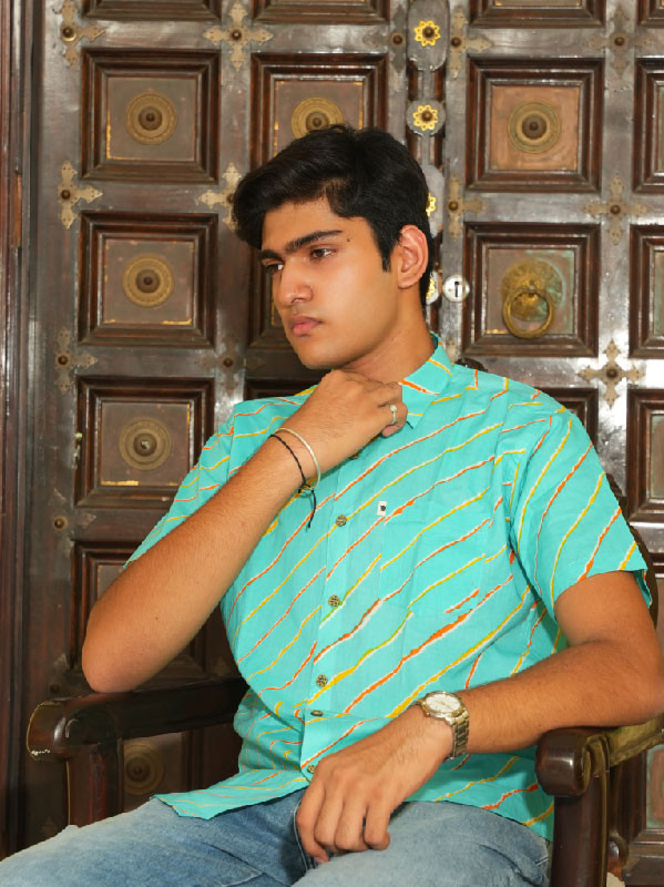 Aqua Breeze Striped Half Sleeve Shirt