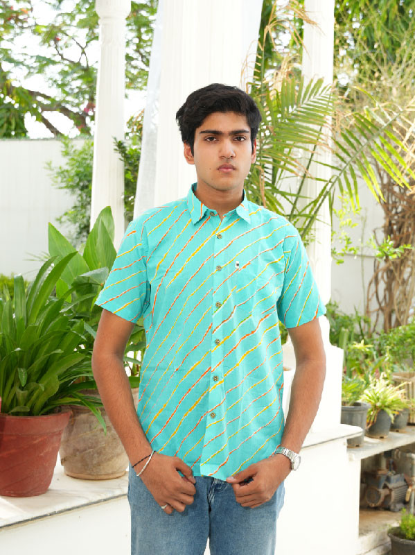 Aqua Breeze Striped Half Sleeve Shirt